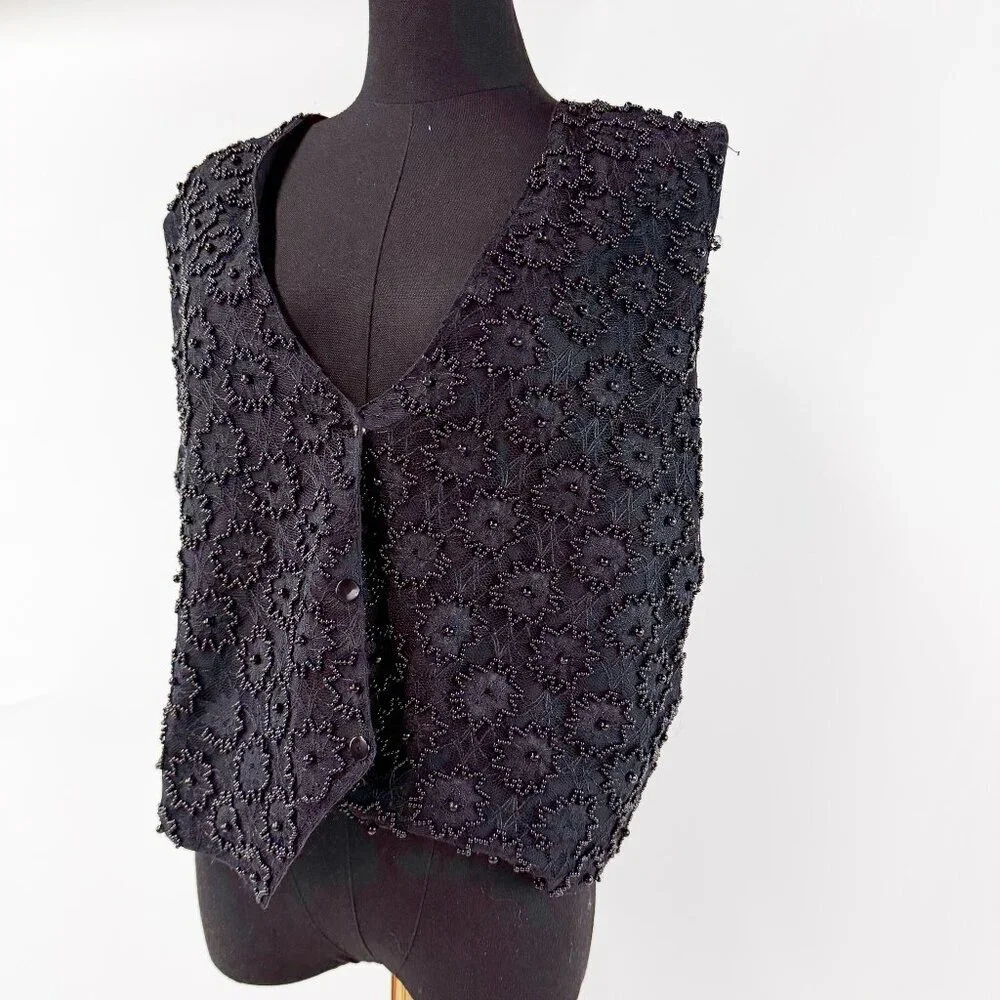 VINTAGE BEADED VEST TOP WITH BUTTONS - Picture 5 of 9